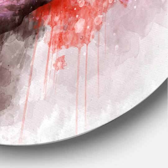 Designart - Portrait of Pink Flamingo V - Farmhouse Metal Circle Wall Art